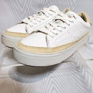 ALLSAINTS Women's Trish Leather Sneaker in Chalk White Size 36/6